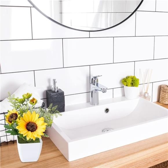 Artificial Sunflower Potted Plants Silk Yellow Fake Flower, 2pcs Sunflower - Picture 5 of 6